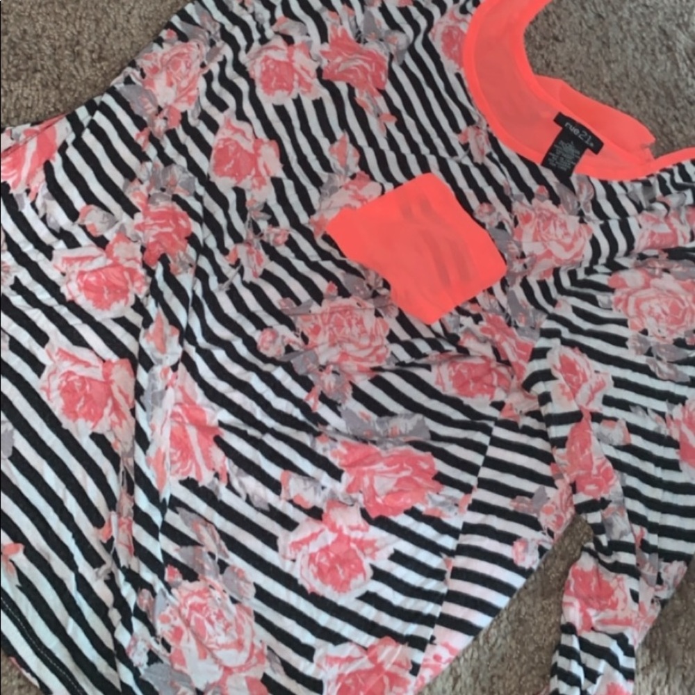 Pink and black striped long sleeve shirt